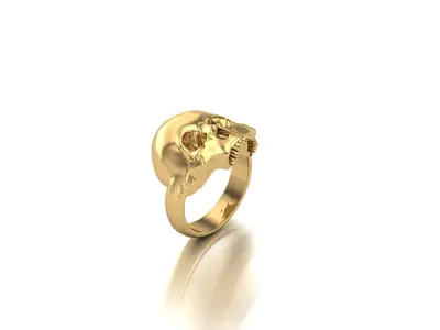 Gold Skull Ring with Detailed Features 3D print model