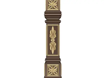 Stair Baluster 05 Red Low-poly 3D model