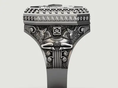 Lion ring silver gold sterling printable jewelry 3D model 3D print model