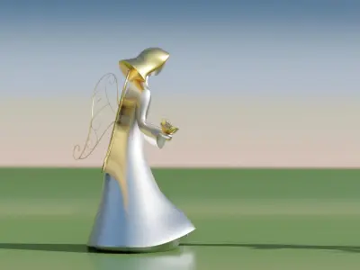 Statues of an Angel in 3 poses 3D model