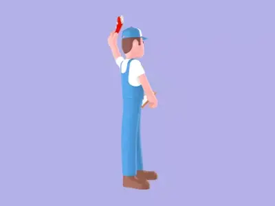 Stylized 3D Frustrated Mechanic Character - Cartoon Worker 3D model