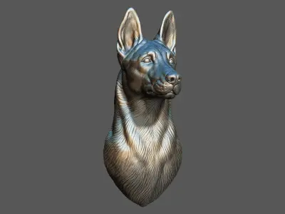 Belgian Shepherd Malinois  with a closed mouth 3D print model
