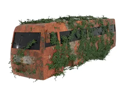 Damaged Rusted Bus 3D model