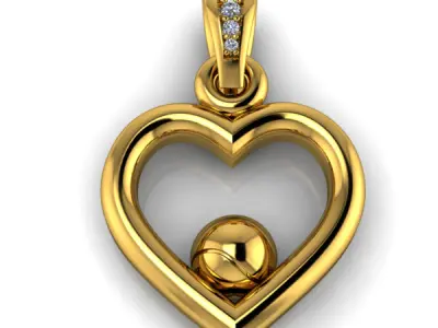 Tennis Ball  Heart Pendant Jewelry 3D print model