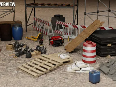 Construction Pack - 45 Game Ready Props with 4K PBR Textures Low-poly 3D model