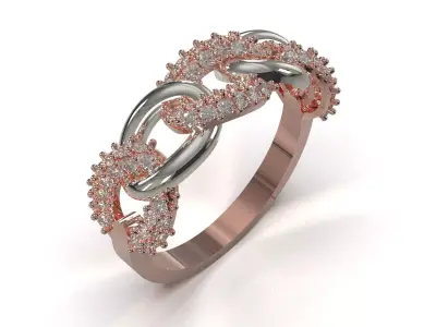 Sparkling Chain printable cad jewelry Ring model jr00325 3D print model