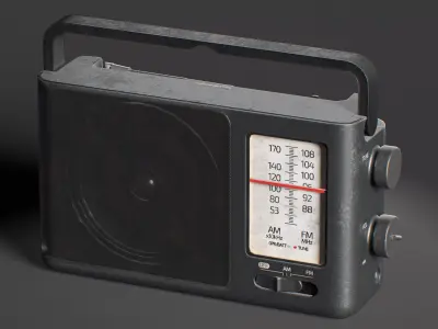 Retro radio - heavy-duty Low-poly 3D model
