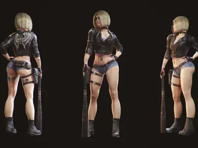 Lady Biker Low-poly 3D model