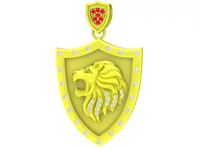 Luxury Lion Shield Pendant 3D Model 4270 3D print model