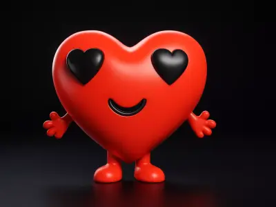 Cute Valentine Heart Character Figurine Smiling Love Heart Decor 3D print model