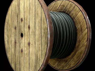 Game-Ready Cable Drum Low-poly 3D model
