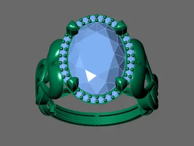 Womens Rings With Stone Ring Ready STL 3DM Models Rings women 3D print model 35