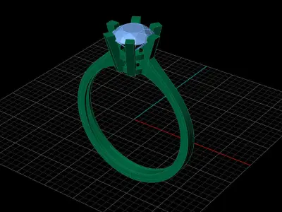 STL 3DM Print Ready Women Diamond Ring Lightweight Printable  3D print model 174