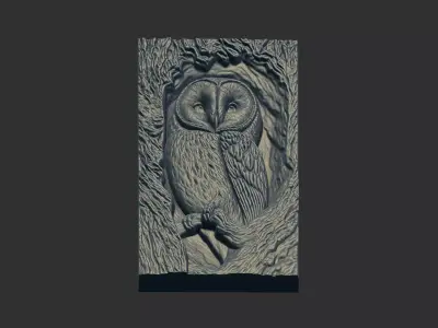 owl inside tree cnc model  3D print model