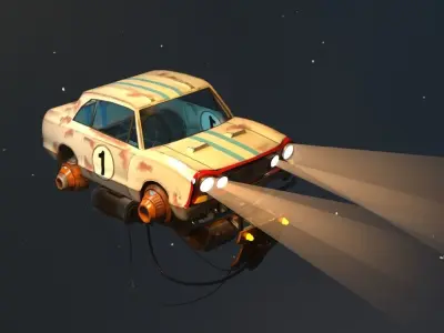 Flying car Low-poly 3D model