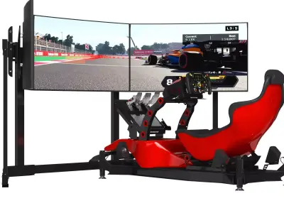 RSeat Formula V2 Racing Simulator Cockpit Triple Display 3D model