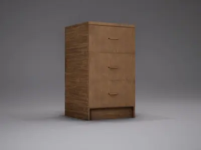 Cabinet wooden with three drawers Free low-poly 3D model