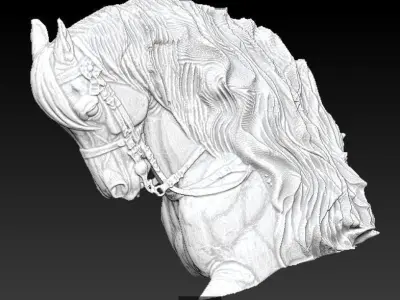 Lot of 4 pcs Horse Mustang heads 3D Model Pack