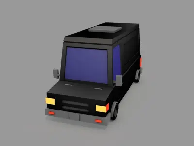 Cartoon Black Bus Car  Low-poly 3D model