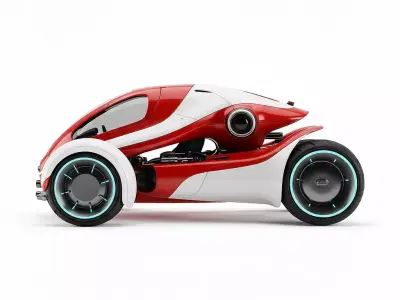 Futuristic Open Wheel Concept Roadster Trike Low-poly 3D model