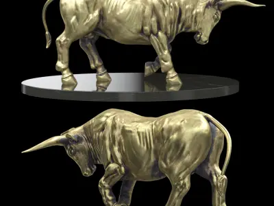 Bull sculpture cgi and 3d print model Low-poly 3D model