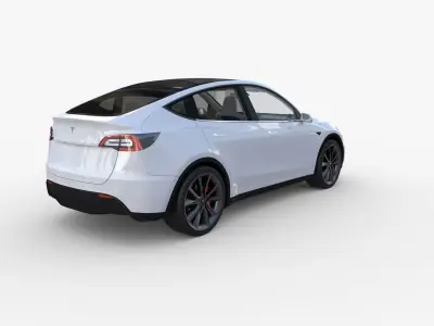 Tesla Model Y AWD White with interior and chassis 3D model