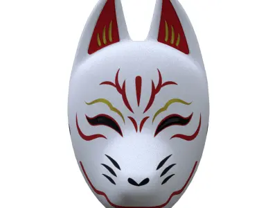 Japanese Fox Mask 3D Model Low-poly 3D model