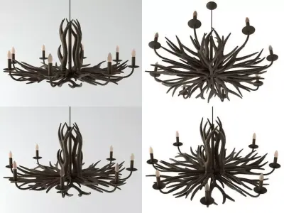 Deer Horn Chandelier 3D model