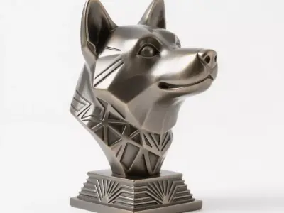 Dog head sculpture 3D print model