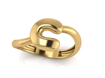 C alphabet bypass shell hallow ring 3D print model