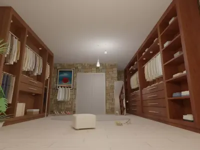 Clothes room Low-poly 3D model