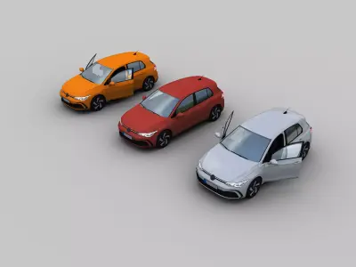 VW Golf Low-poly 3D model