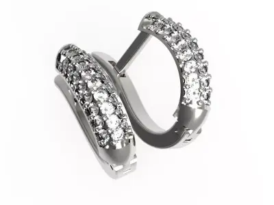 G0123 gold diamond hoop earrings 3D print model