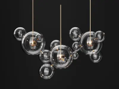 Chandelier Giopato and Coombes BOLLE 14 bubbles Clear GOLD 3D model