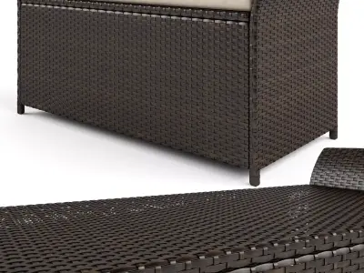 Acoidan Outdoor Rattan Storage Bench 3D model