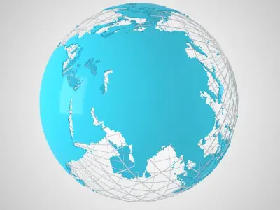 Globe News Skeleton Cyan 3D model