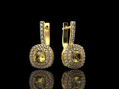 Cushion halo earring model 630 3D print model