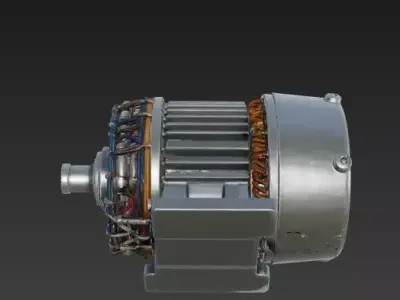 Industrial Electric Motor 3D Model - Detailed Stator Wires 3D model