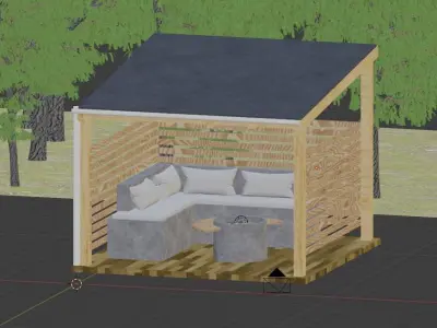 Outdoor seating scene Free 3D model