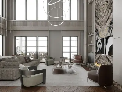 Modern Penthouse 3D Interior Scene 3D model