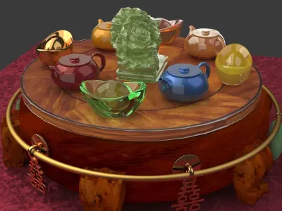 Chinese display stand with cabbage  3D model