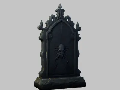 Realistic Gothic Gravestone with Intricate Details Low-poly 3D model