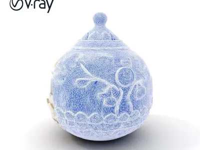 Floral Decorative Jar Model Pack Low-poly 3D model