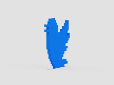 Pixel Blue Bird Symbol Low-poly 3D model