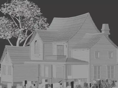  American Style Cottage Exterior 08 Low-poly 3D model