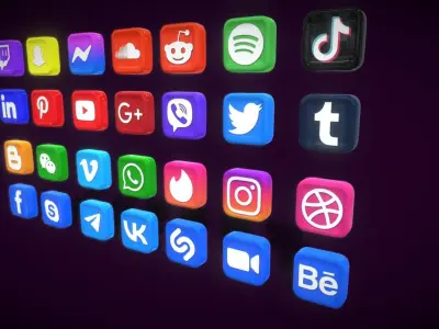 V5 Icon Socical Free low-poly 3D model