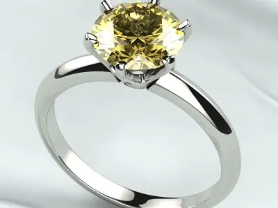 8mm Gemstone Tiffanys Style Gold Ring 3D print model