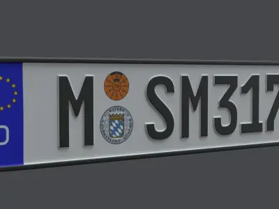 License Plate Germany EU Low-poly 3D model