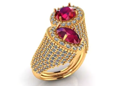 Women ring 61 curved love round diamond cut ring for women 3D print model