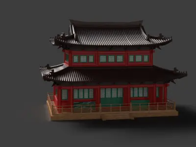 Chinese ancient house   Low-poly 3D model